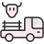 icon showing side view of a truck with a cow in the back 