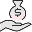 icon showing moneybag resting on a hand