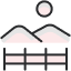 icon-fence with mountains in background