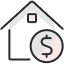 icon of a house with a coin infront