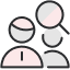 icon showing two people with search symbol
