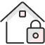 icon of a house with padlock infront