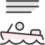 icon of a small boat in water with motor at the back