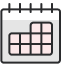 icon showing desk calendar with square representing dates